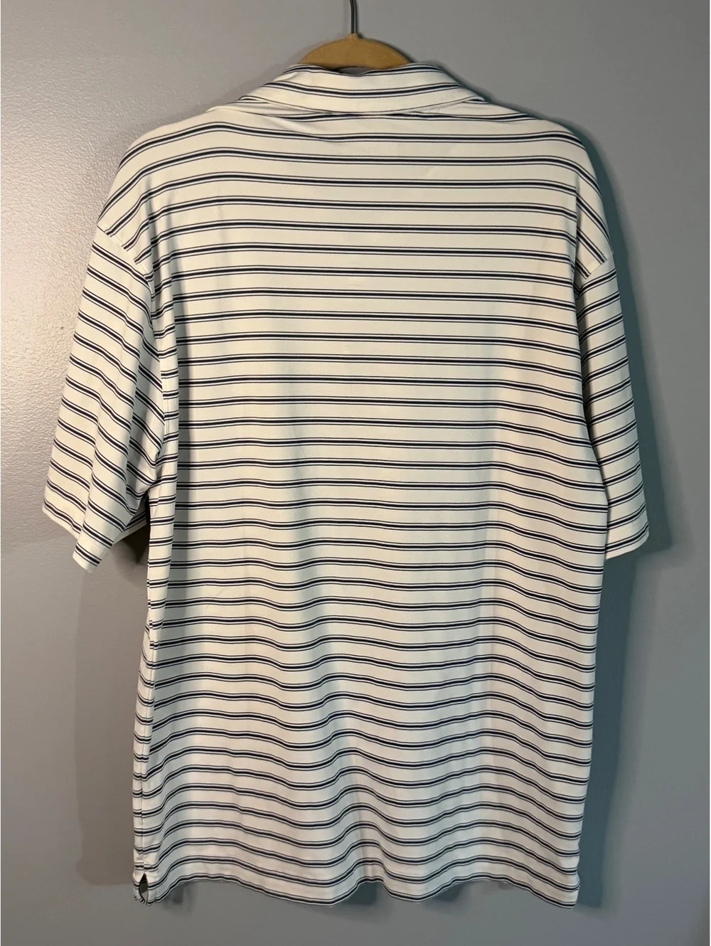 Nike Fit Dry Men's Polo Shirt Large White with Navy Stripes